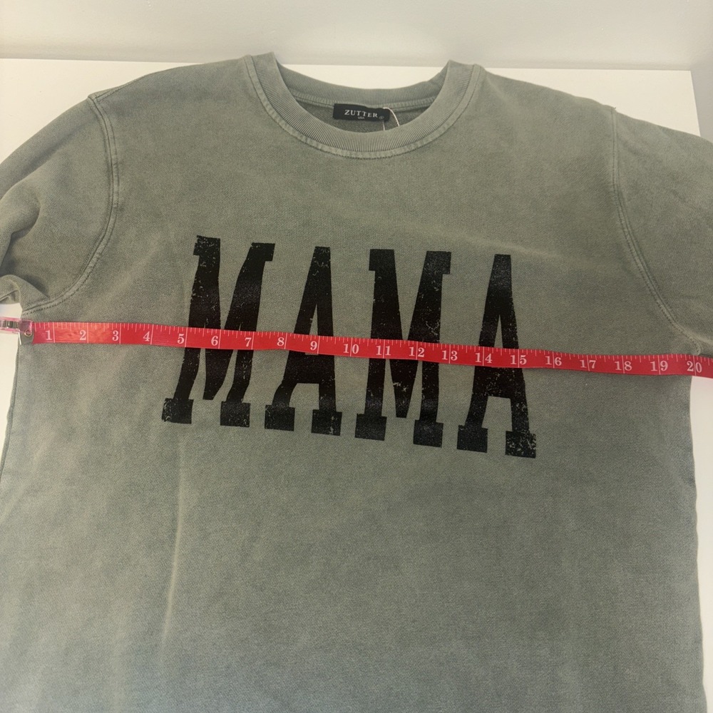Mama Mom crewneck Sz Sm Viral Sweatshirt Sweater‎ Green Boho Indie Casual Lounge - Picture 10 of 12